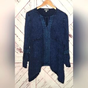Market & Spruce Embroidered Navy Blue Tunic